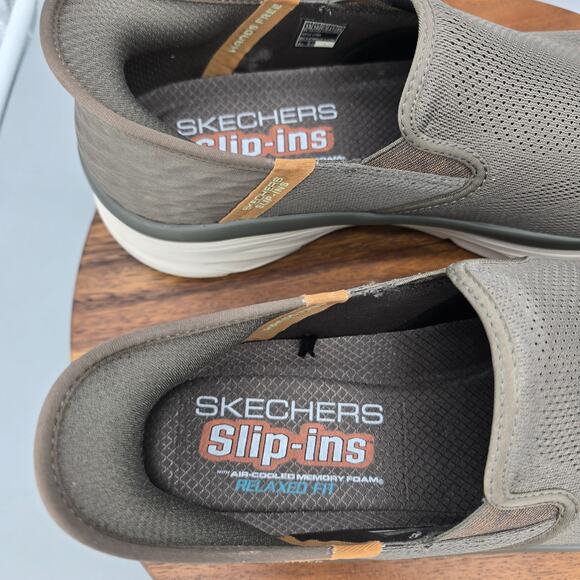 Skechers Slip Ins Shoes Mens 13 Brown Mesh D Lux Walker Casual Walking Sneakers